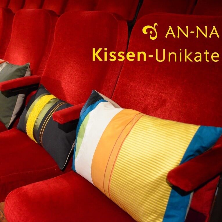 Hier sehen Sie farbenfrohe Kissen-Unikate von AN-NA Design, einer kleinen Kissen-Manufaktur im Bergischen Land.