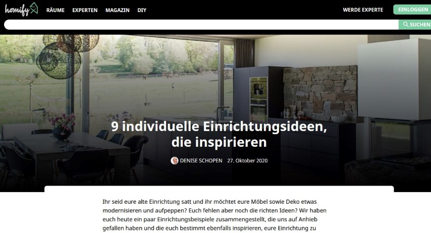 "Homify Magazine" reports on wall design by German design manufacturer AN-NA Design