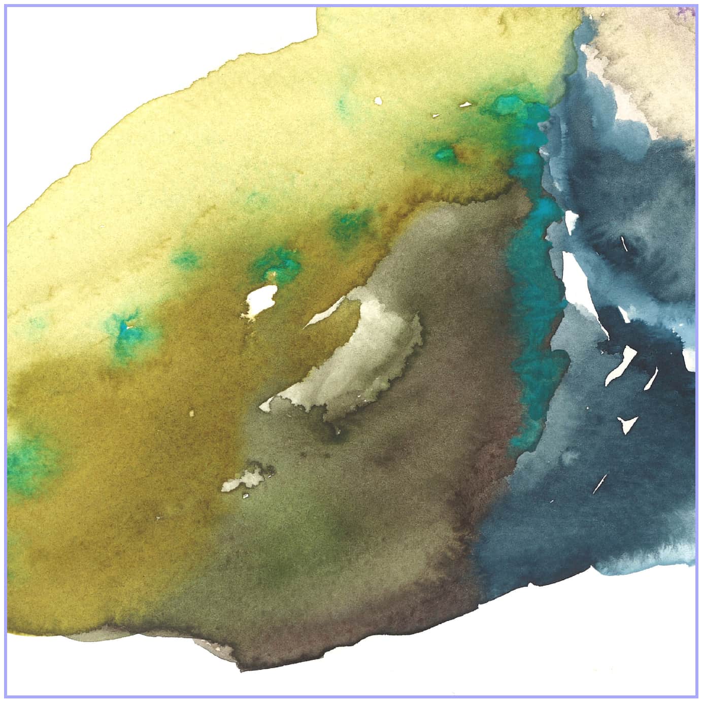 Farbenfrohes Wanddesign von Anna von der Heiden bei AN-NA Design. Hochwertiger Druck auf Leinwand. Maße 50 x 70 cm, Querformat. Farben: Türkis, Blau, Grau, Rosa, Gelb, Grün.