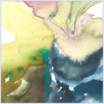 Farbenfrohes Wanddesign von Anna von der Heiden bei AN-NA Design. Hochwertiger Druck auf Leinwand. Maße 50 x 70 cm, Querformat. Farben: Türkis, Blau, Grau, Rosa, Gelb, Grün.