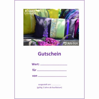 Geschenkgutschein von AN-NA Design. Der Wert ist variabel, Sie können den von Ihnen gewünschten Wert beim Kauf selber aussuchen.