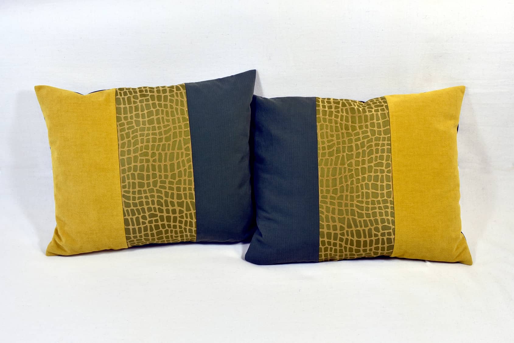 AN-NA Design bietet edle Kissen und besondere Geschenke, Design Manufaktur, handgefertigt in Deutschland. Hier ein Kissen in den Farben Grün und Gelb.