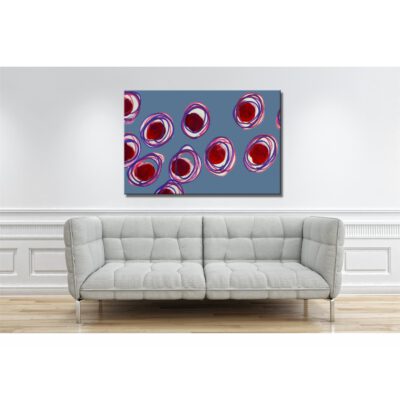 Farbenfrohes Wanddesign von Anna von der Heiden bei AN-NA Design. Hochwertiger Druck auf Leinwand. Hier ein Anwendungsbeispiel für eine Bildergalerie in einem Wohnzimmer.